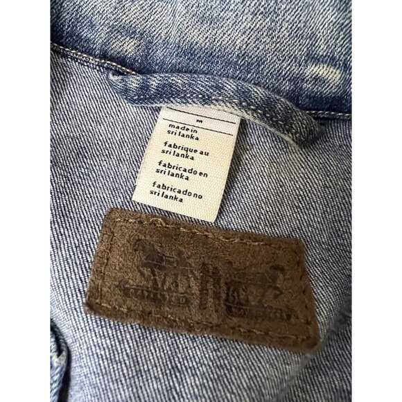 Levis Jacket Womens Size Medium Blue Denim Medium Wash Trucker Button Retro - Picture 4 of 10